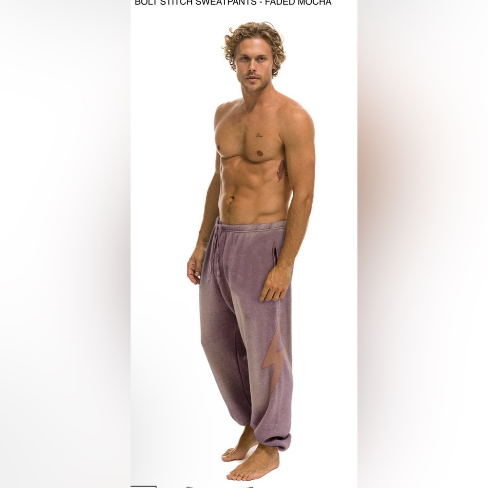 Aviator Nation BOLT STITCH SWEATPANTS - FADED MOCHA